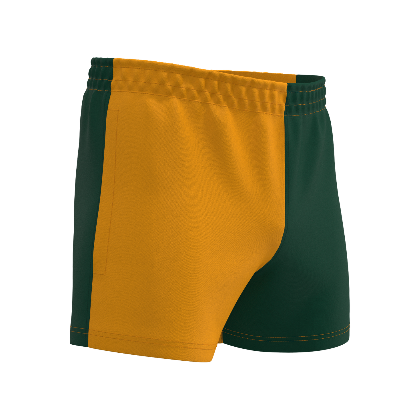 Quartered Cotton Rugby Shorts - Amber/Green