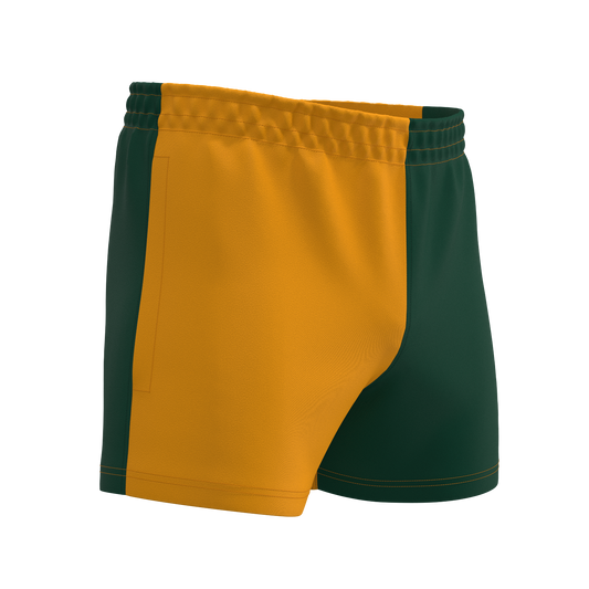 Quartered Cotton Rugby Shorts - Amber/Green