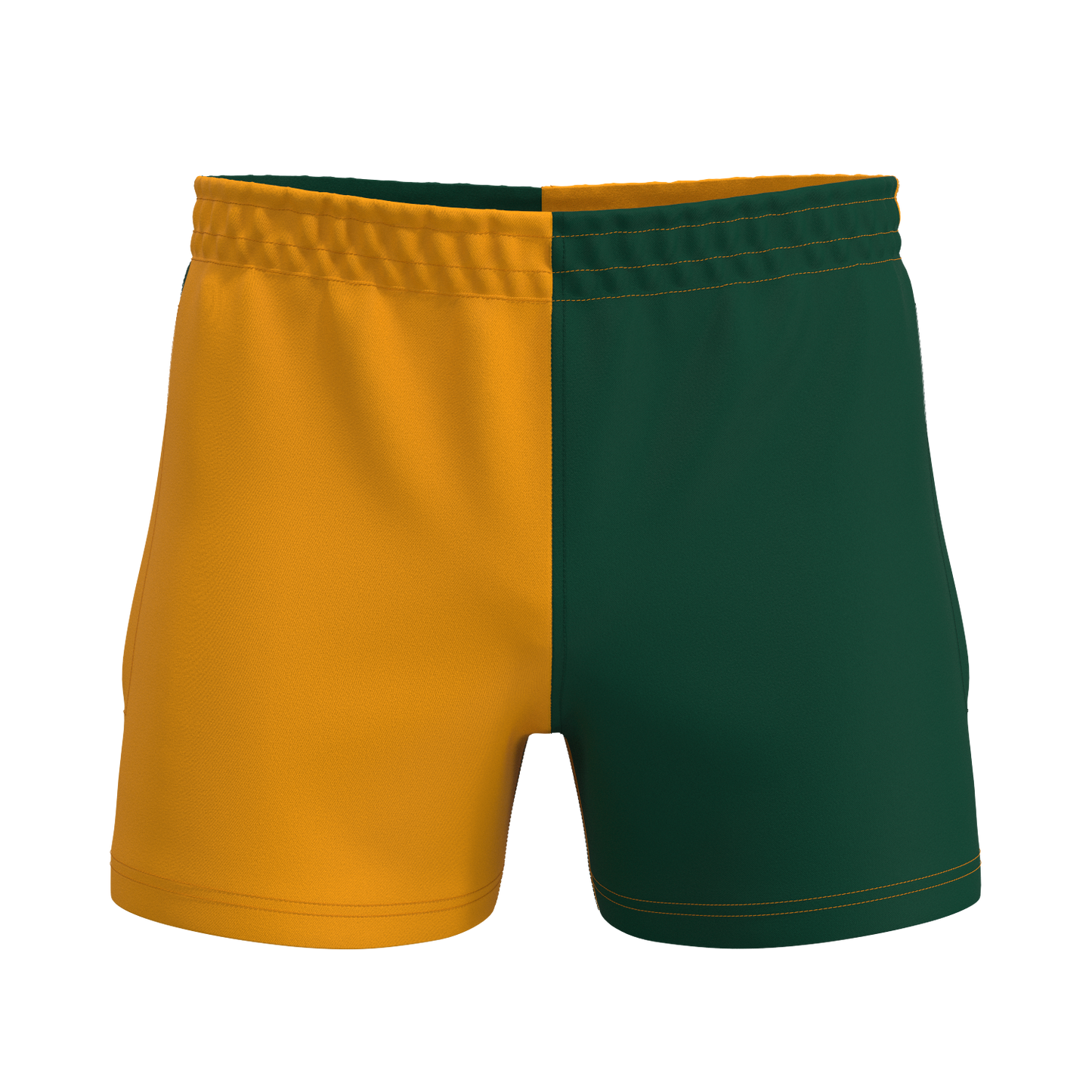 Quartered Cotton Rugby Shorts - Amber/Green