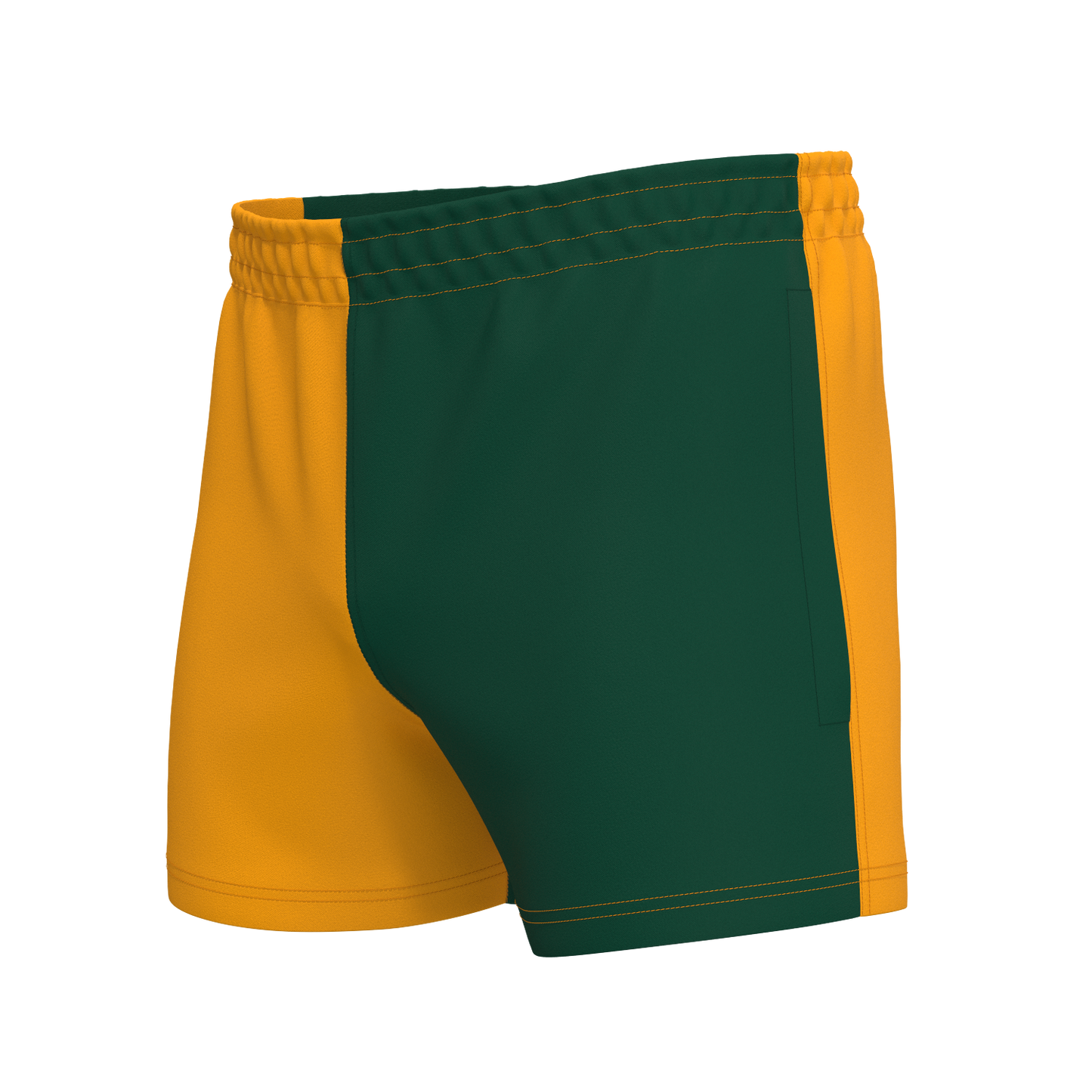 Quartered Cotton Rugby Shorts - Amber/Green