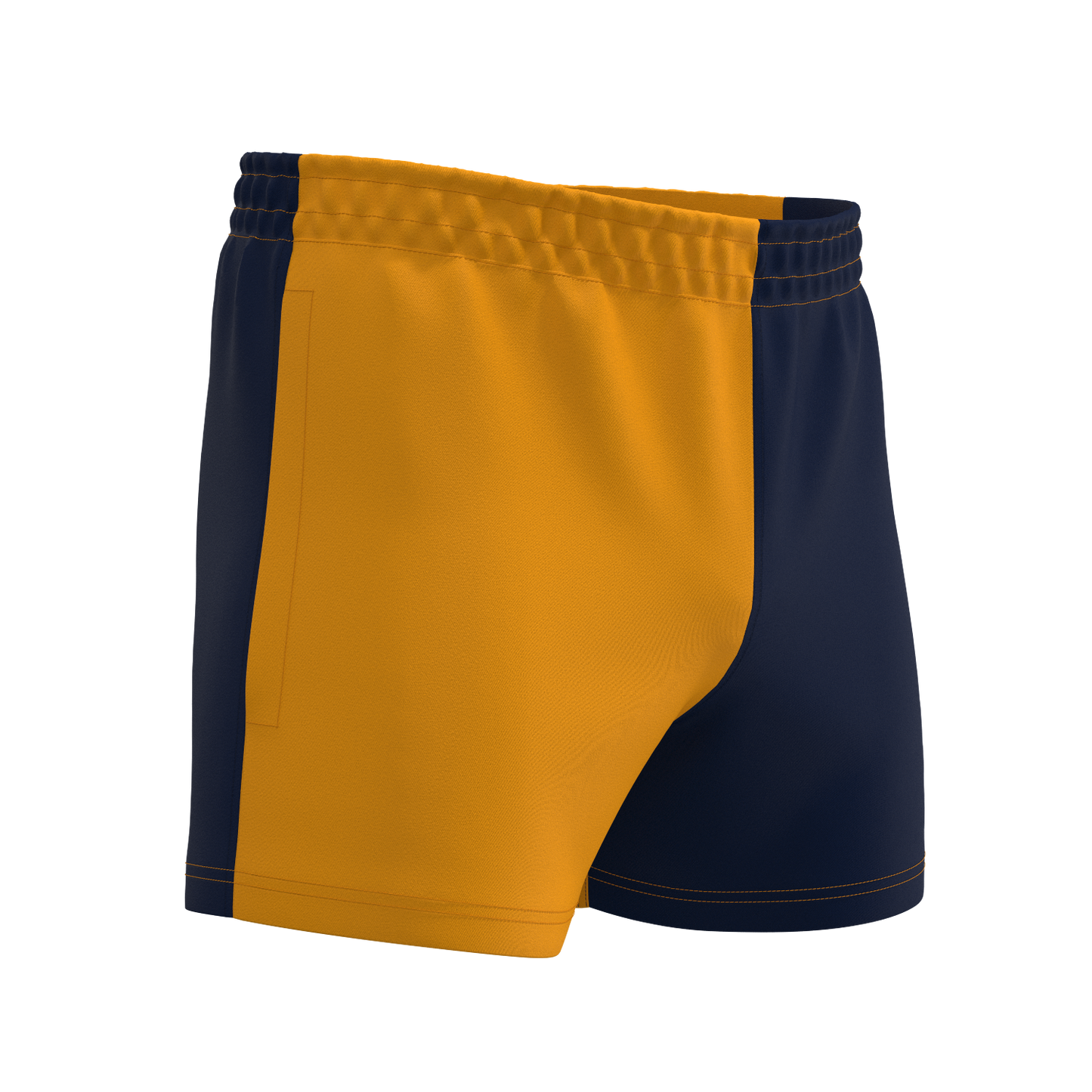 Quartered Cotton Rugby Shorts - Amber/Navy