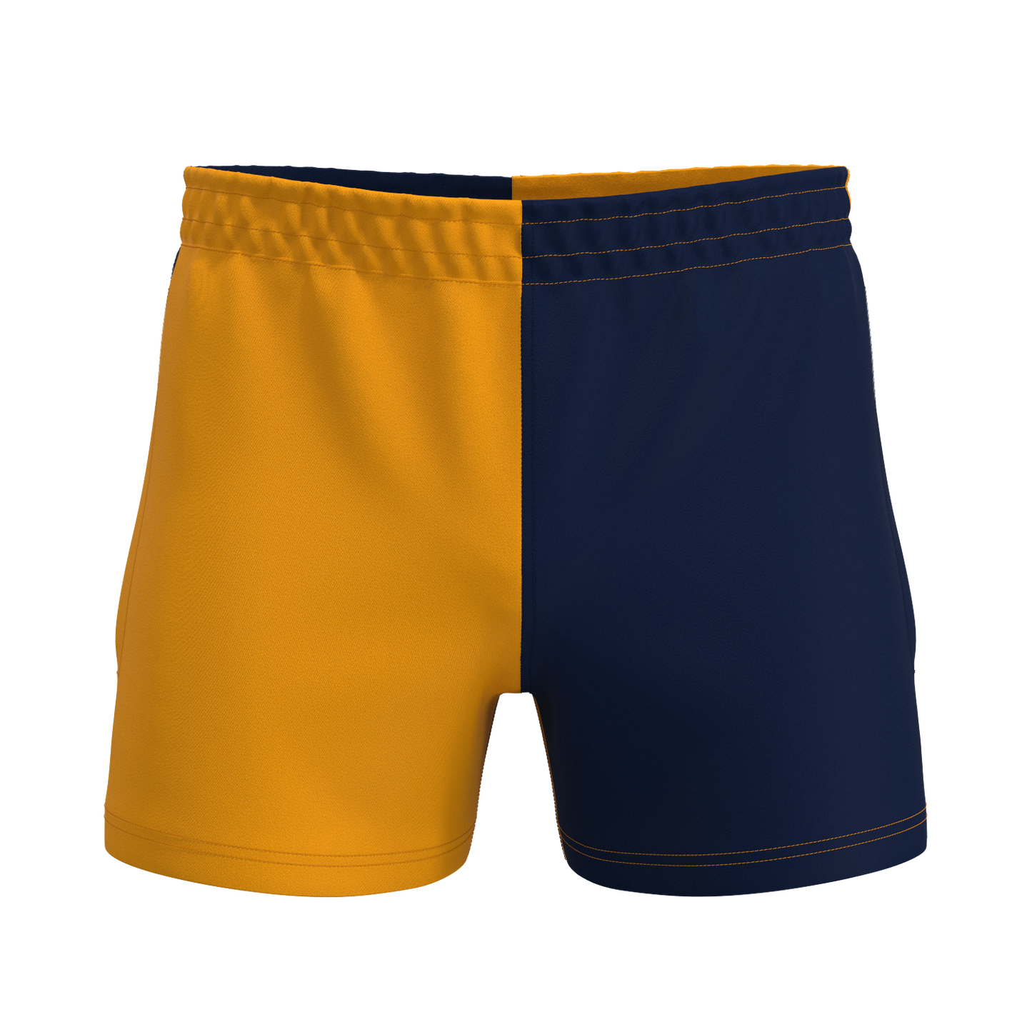 Quartered Cotton Rugby Shorts - Amber/Navy