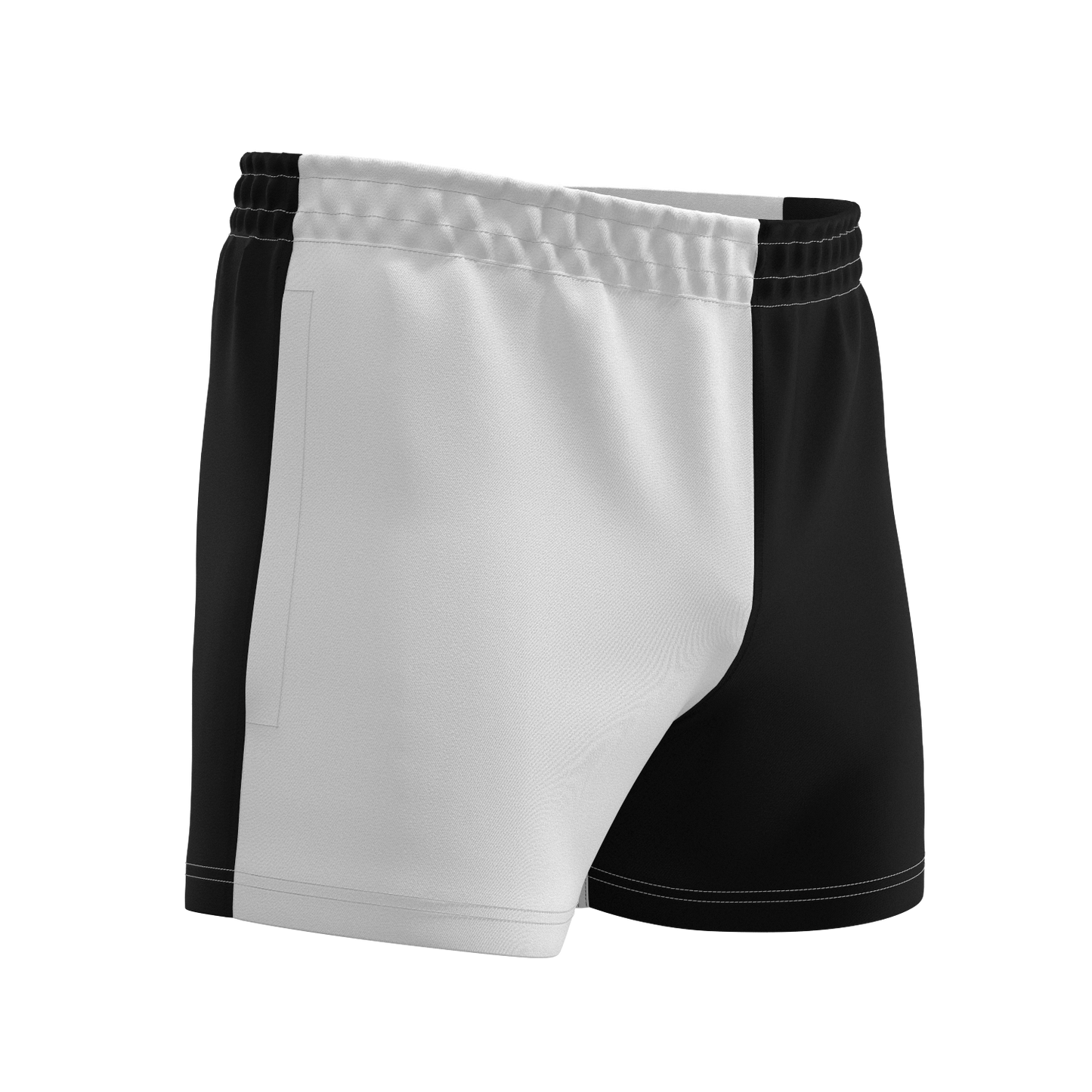 Quartered Cotton Rugby Shorts - White/Black