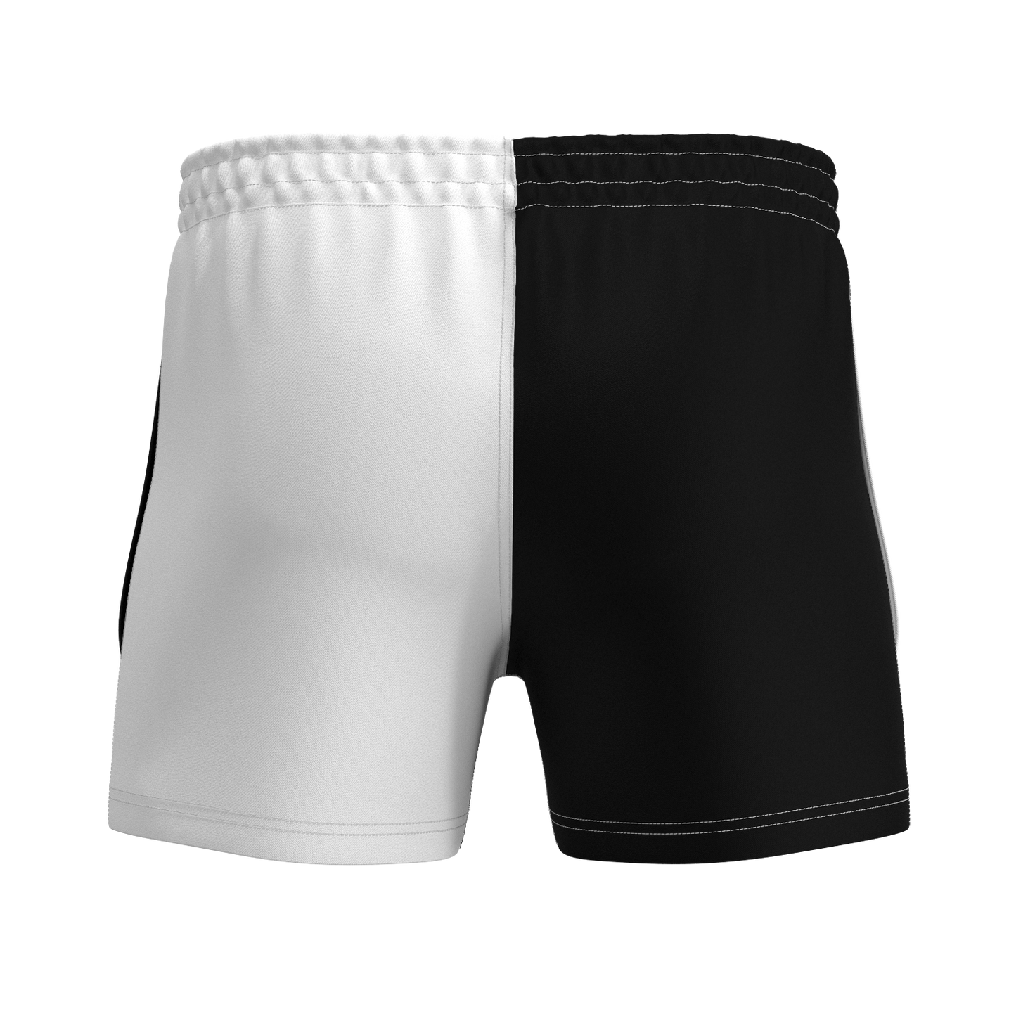 Quartered Cotton Rugby Shorts - White/Black