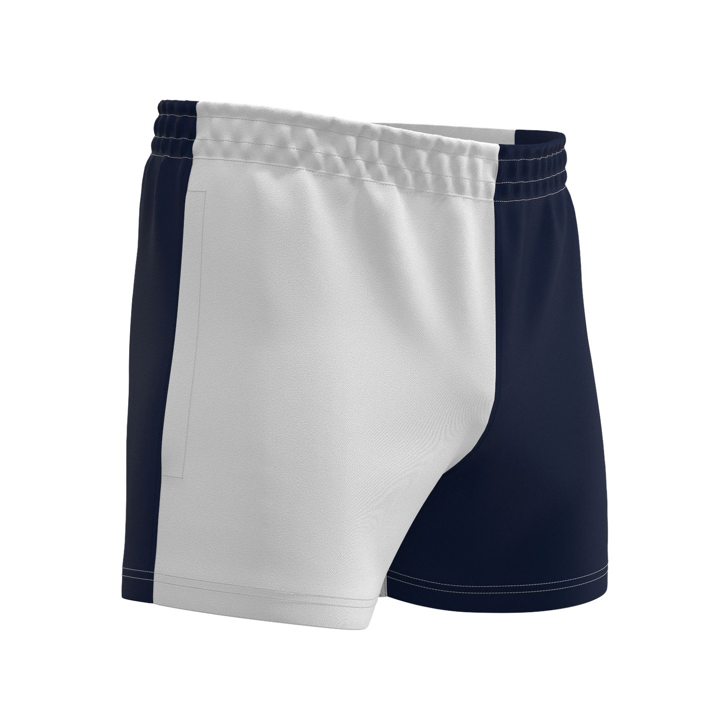 Quartered Cotton Rugby Shorts - White/Navy