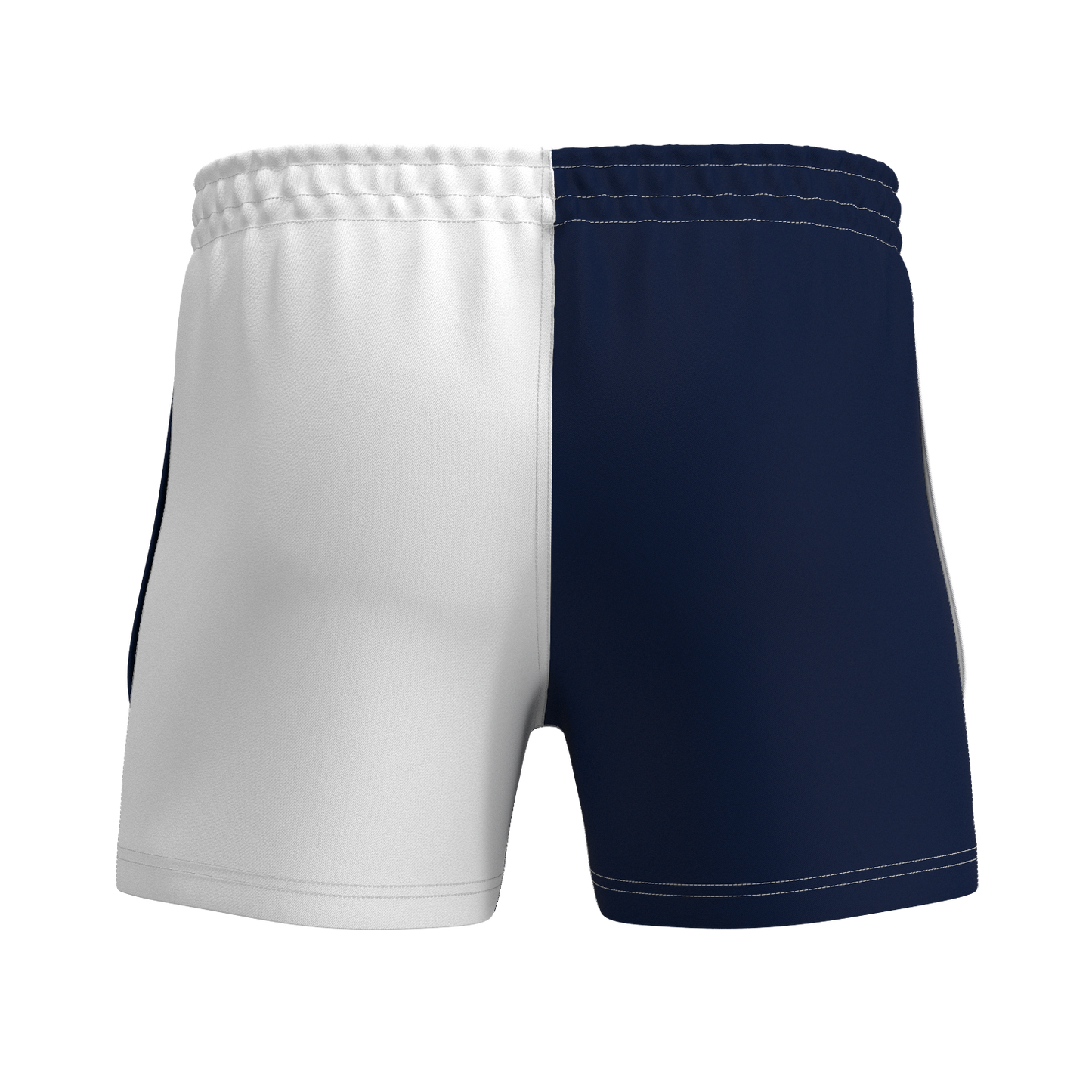 Quartered Cotton Rugby Shorts - White/Navy