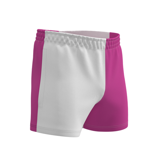 Quartered League RipStop Rugby Shorts - White/Pink