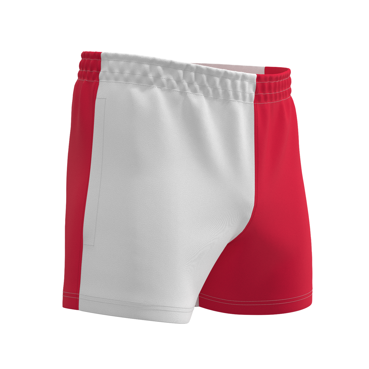 Quartered Cotton Rugby Shorts - White/Red