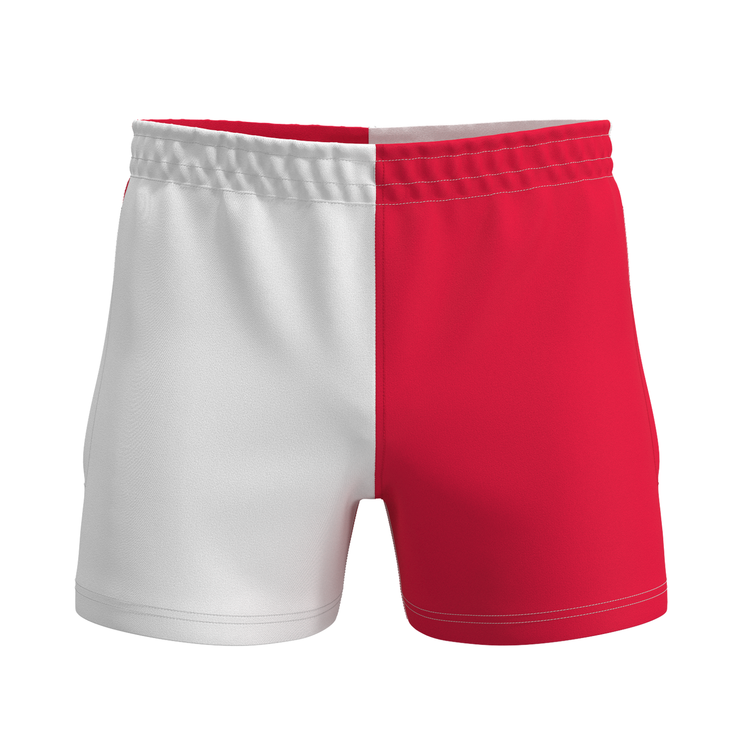 Quartered Cotton Rugby Shorts - White/Red