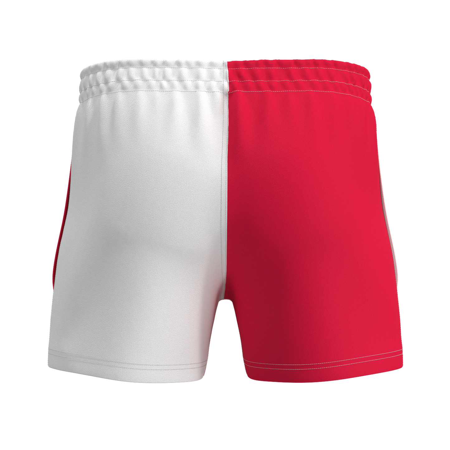 Quartered Cotton Rugby Shorts - White/Red