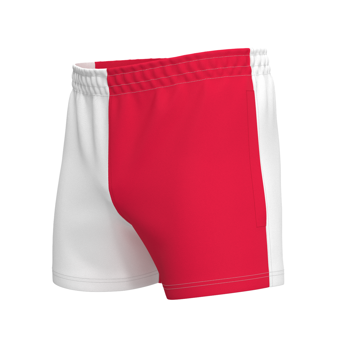 Quartered Cotton Rugby Shorts - White/Red