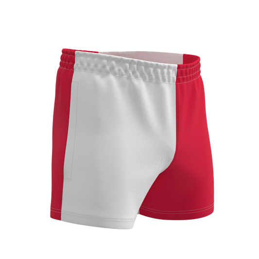Quartered League RipStop Rugby Shorts - White/Red