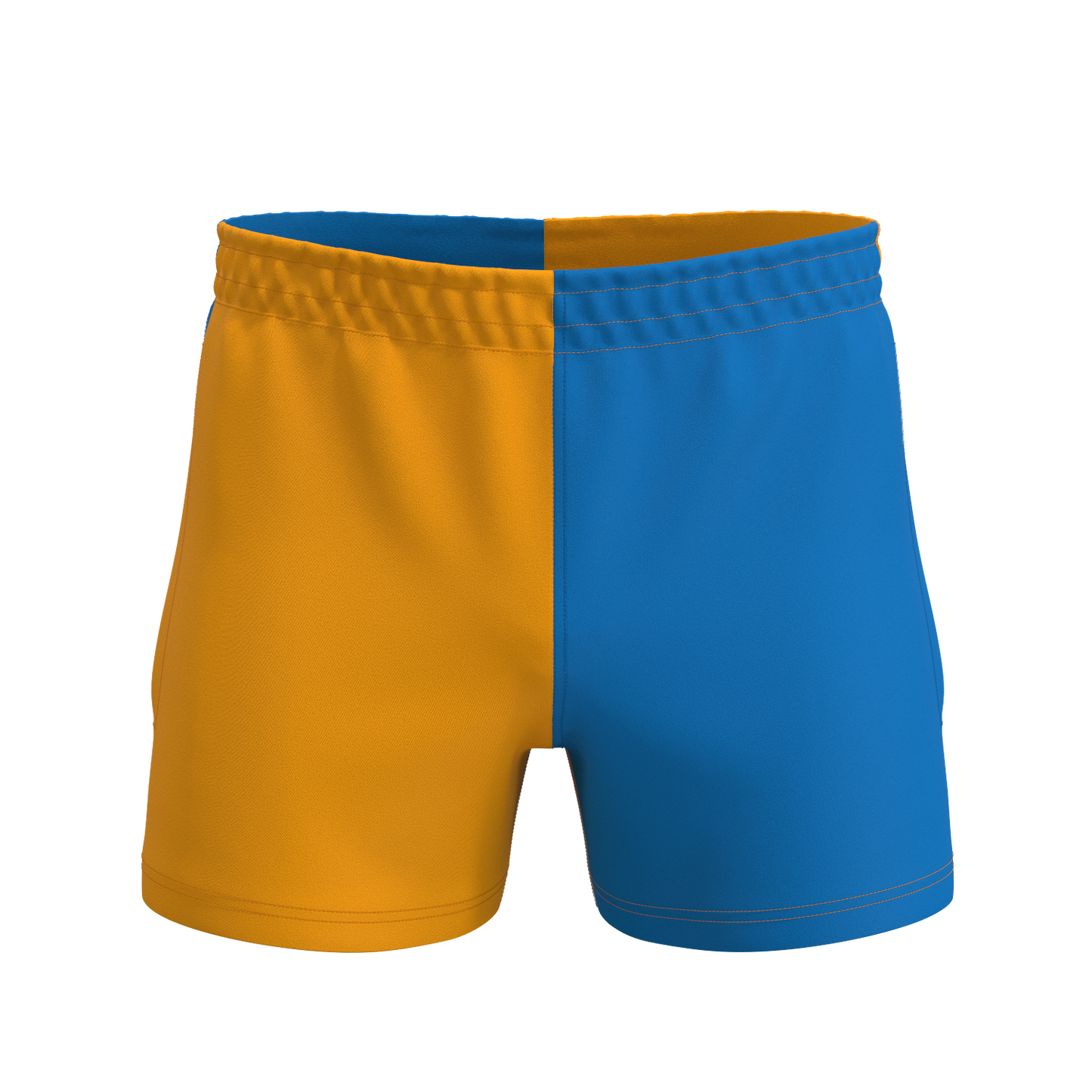 Quartered Cotton Rugby Shorts - Amber/Royal