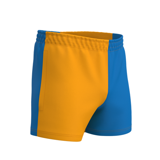Quartered Cotton Rugby Shorts - Amber/Royal