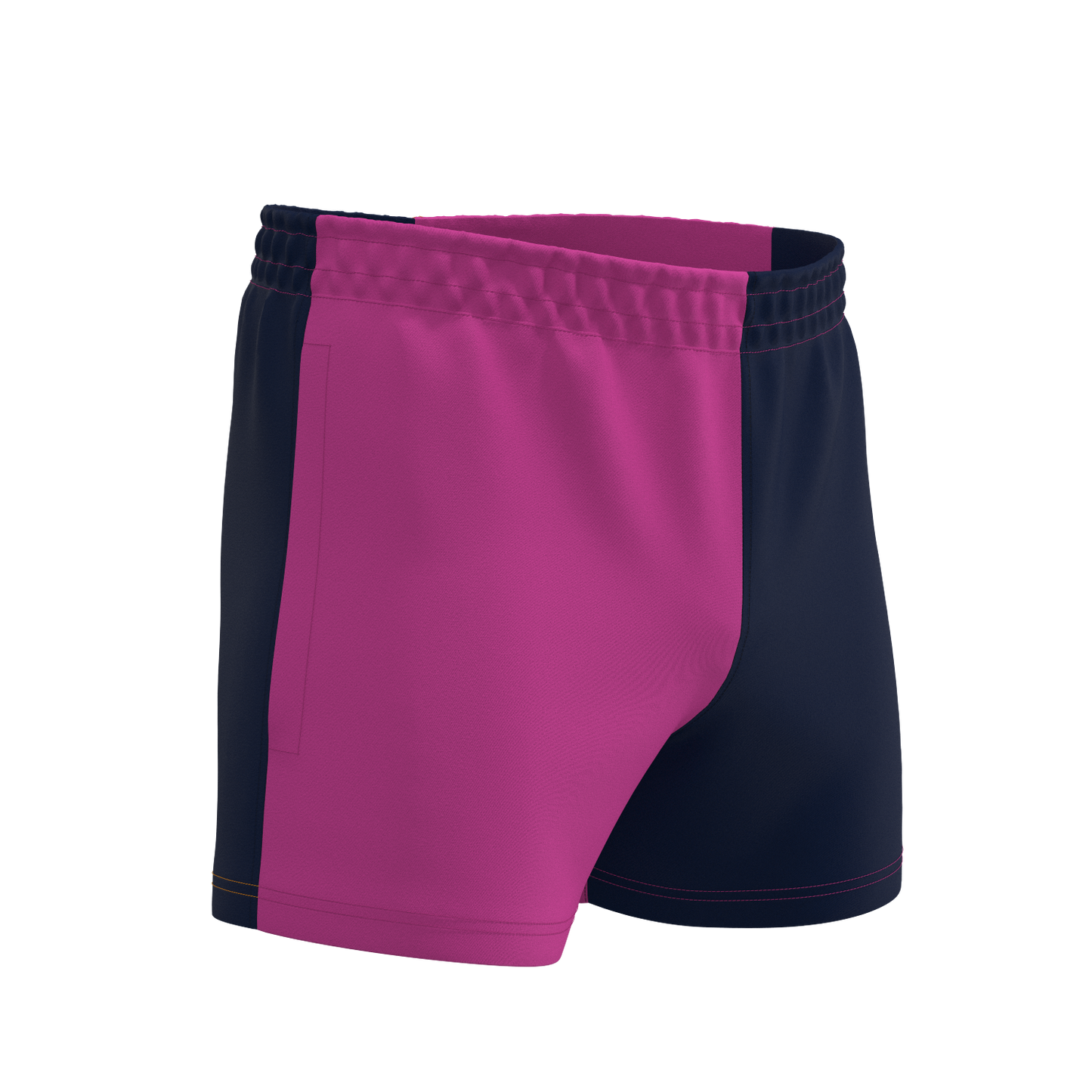 Quartered Cotton Rugby Shorts - Dark Pink/Navy