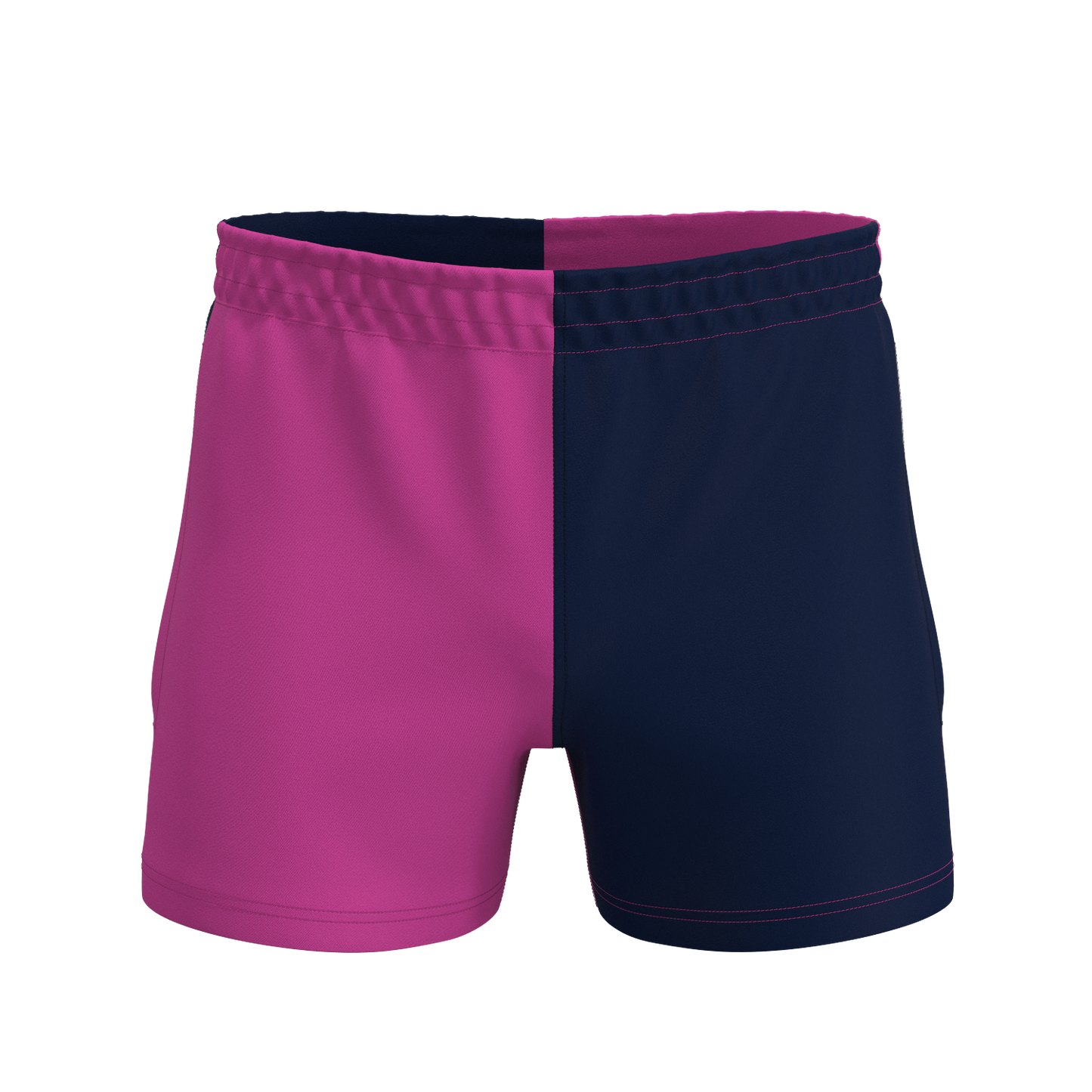 Quartered Cotton Rugby Shorts - Dark Pink/Navy