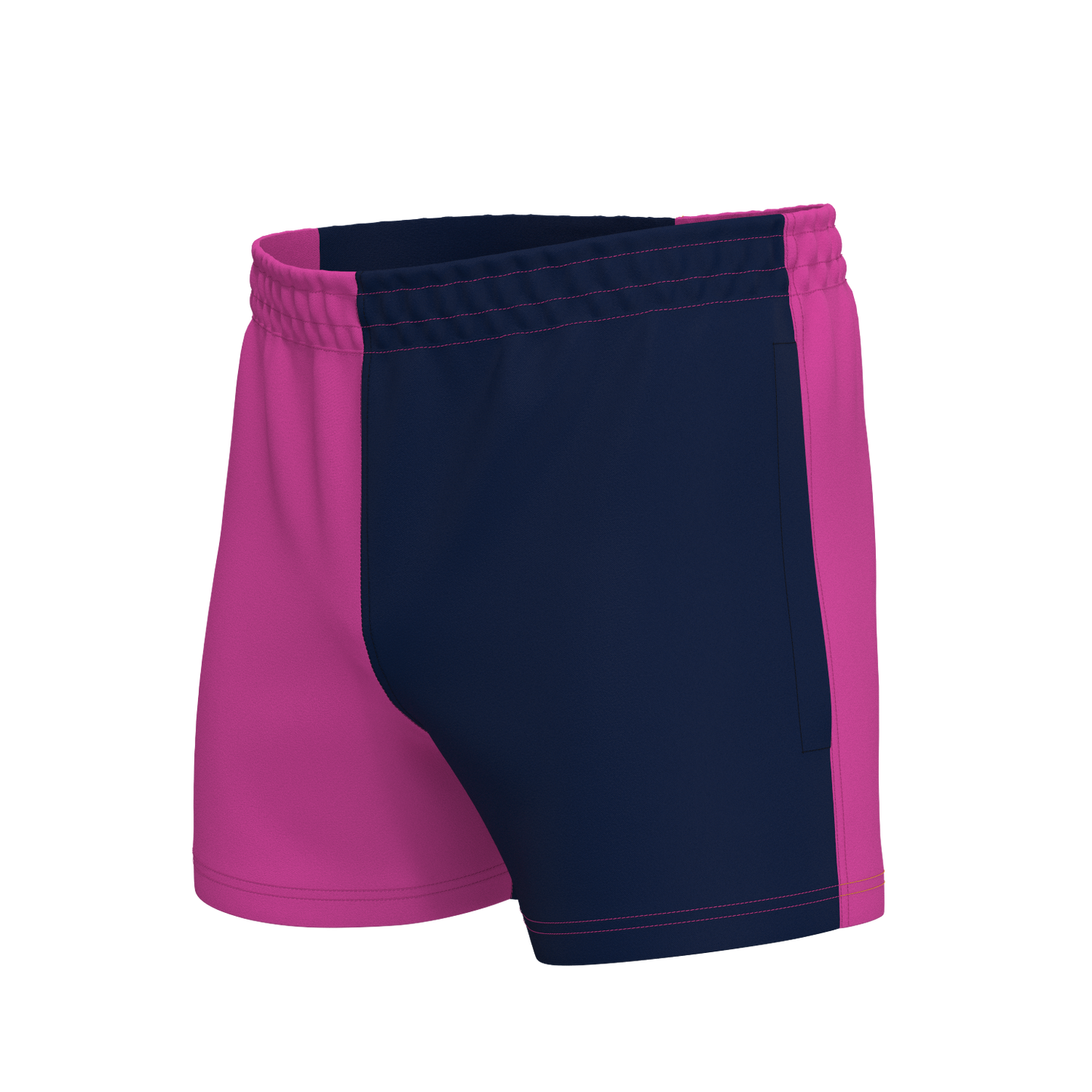 Quartered Cotton Rugby Shorts - Dark Pink/Navy