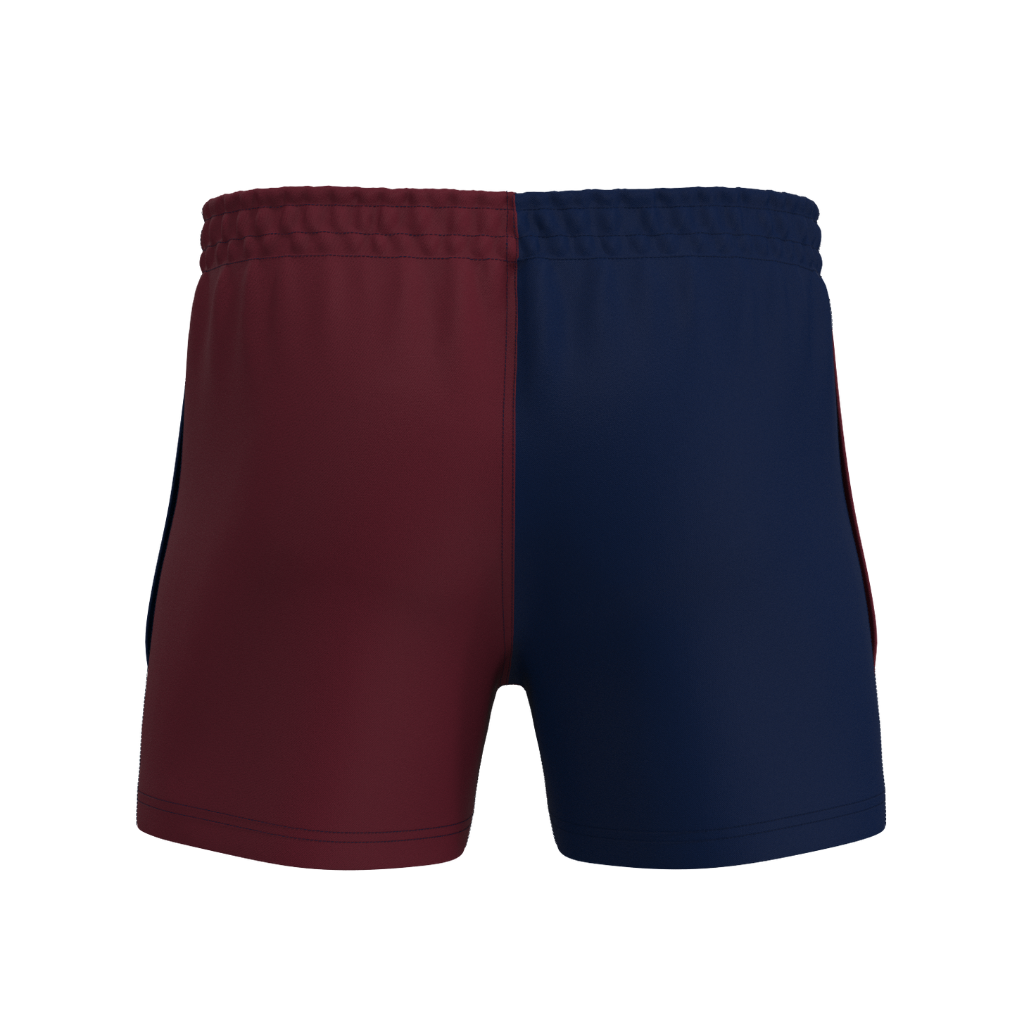 Quartered Cotton Rugby Shorts - Maroon/Navy