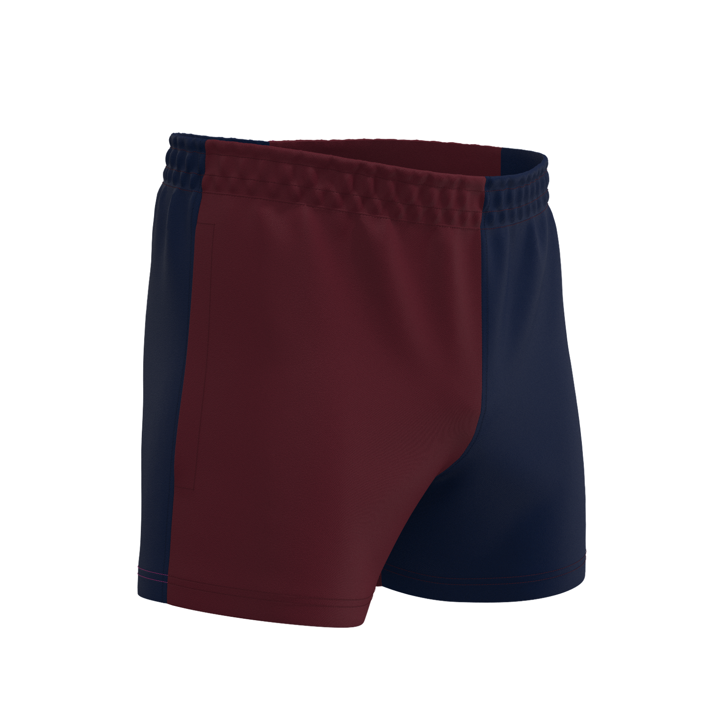 Quartered Cotton Rugby Shorts - Maroon/Navy