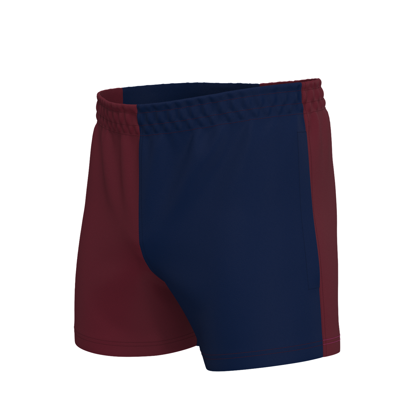 Quartered Cotton Rugby Shorts - Maroon/Navy