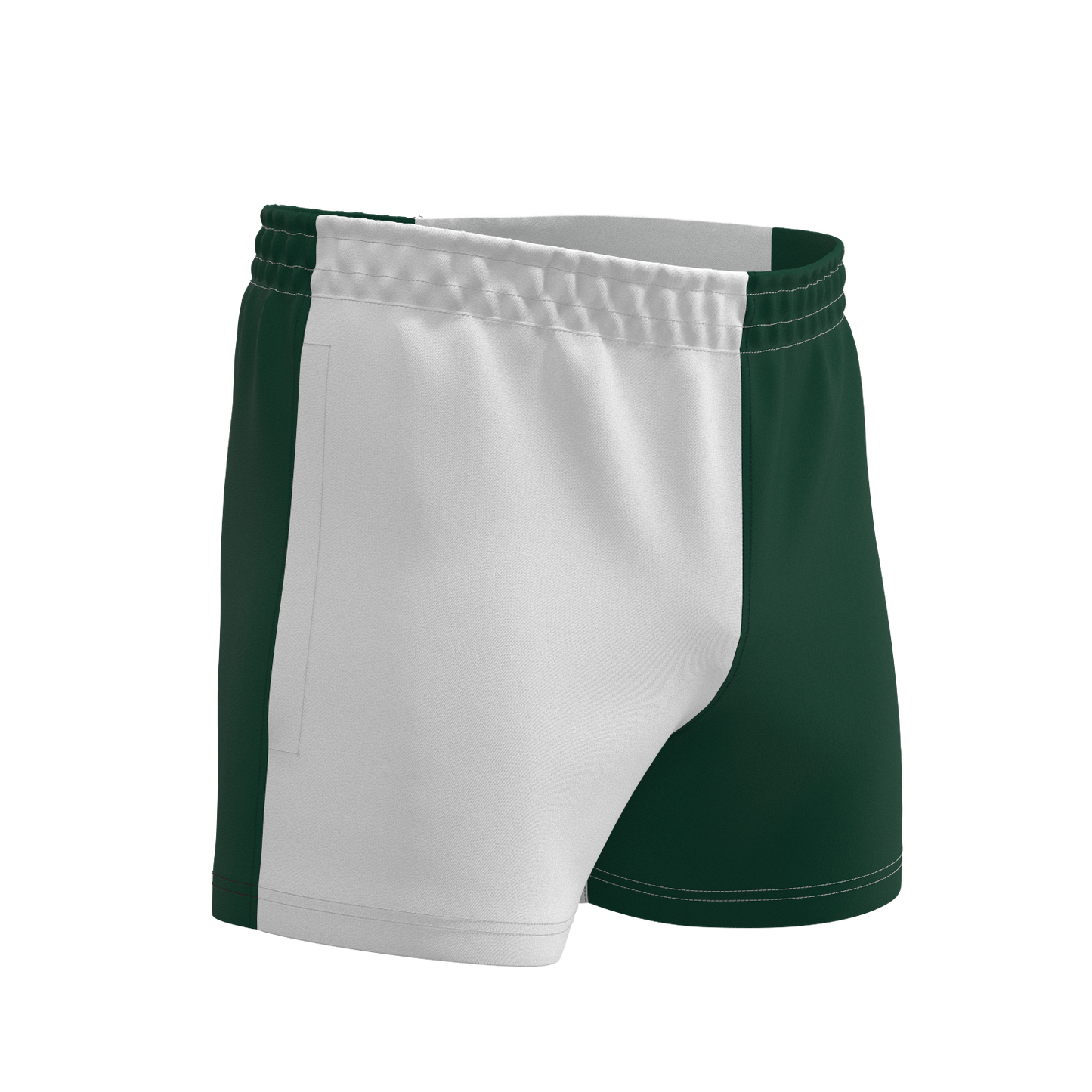 Quartered Cotton Rugby Shorts - White/Green
