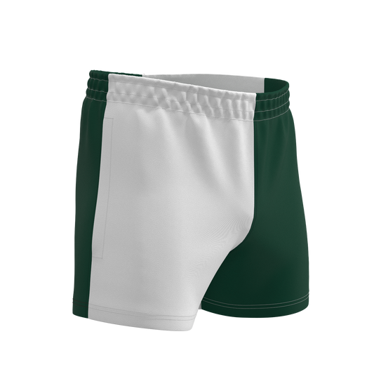 Quartered Cotton Rugby Shorts - White/Green