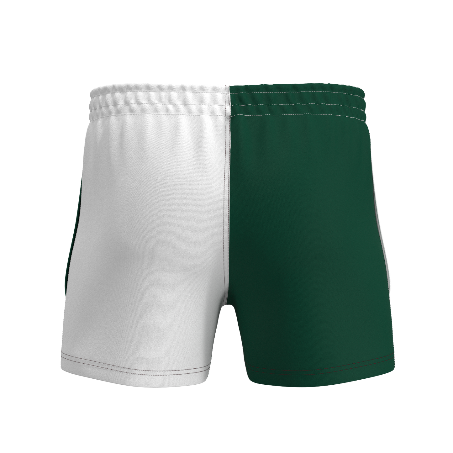 Quartered Cotton Rugby Shorts - White/Green