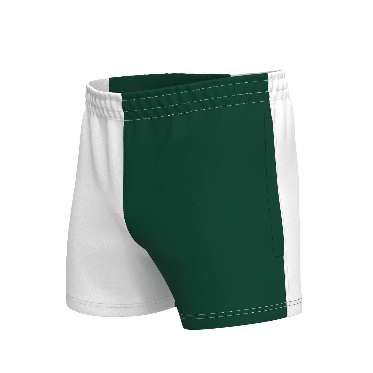 Quartered Cotton Rugby Shorts - White/Green