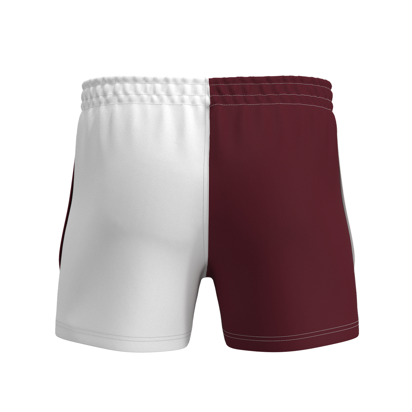 Quartered Cotton Rugby Shorts - White/Maroon