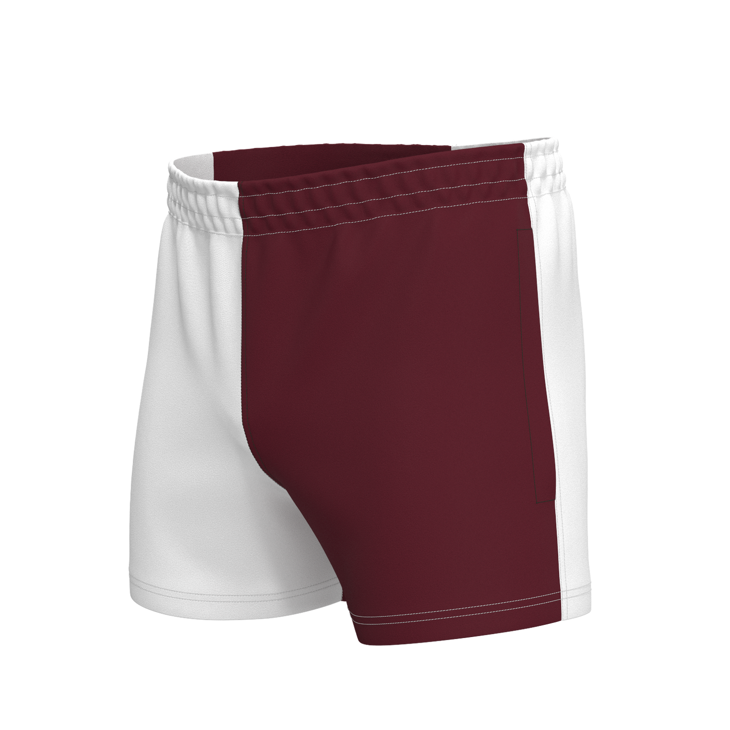 Quartered Cotton Rugby Shorts - White/Maroon