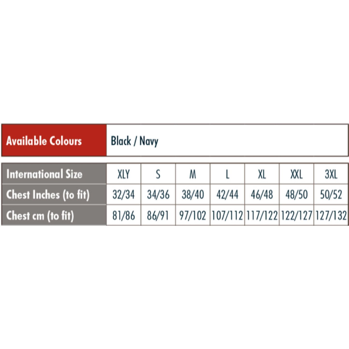 870 gilet size guide