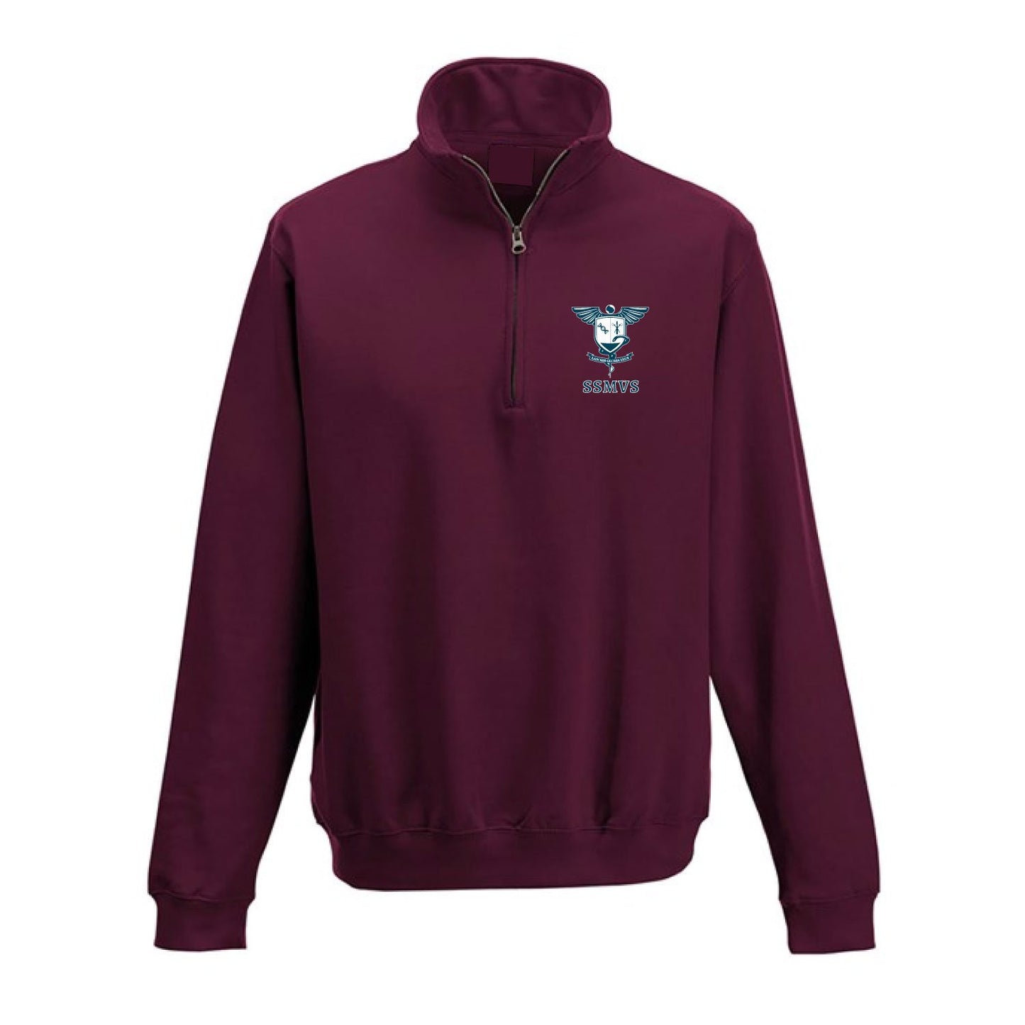 sidney sussex medical and veterinary society quater zip sweatshirt burgundy