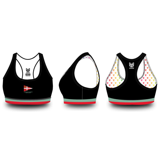 Cambridge University Sailing Team 2Tone Hem Black Sports Bra