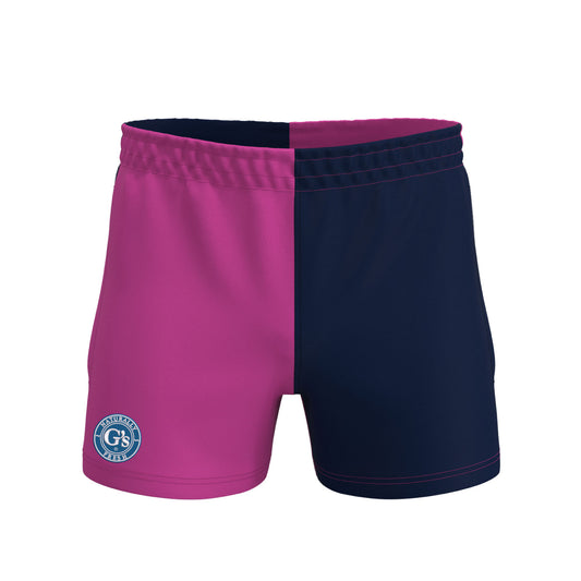 G's Naturally Fresh Dark Pink/Navy Quartered Cotton Rugby Shorts