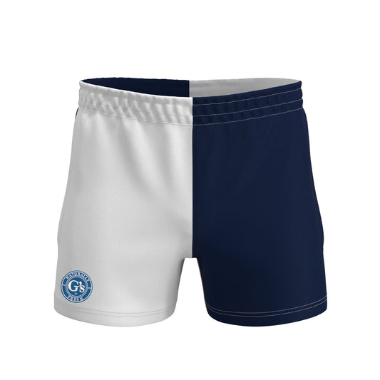 G's Naturally Fresh White/Navy Quartered Cotton Rugby Shorts