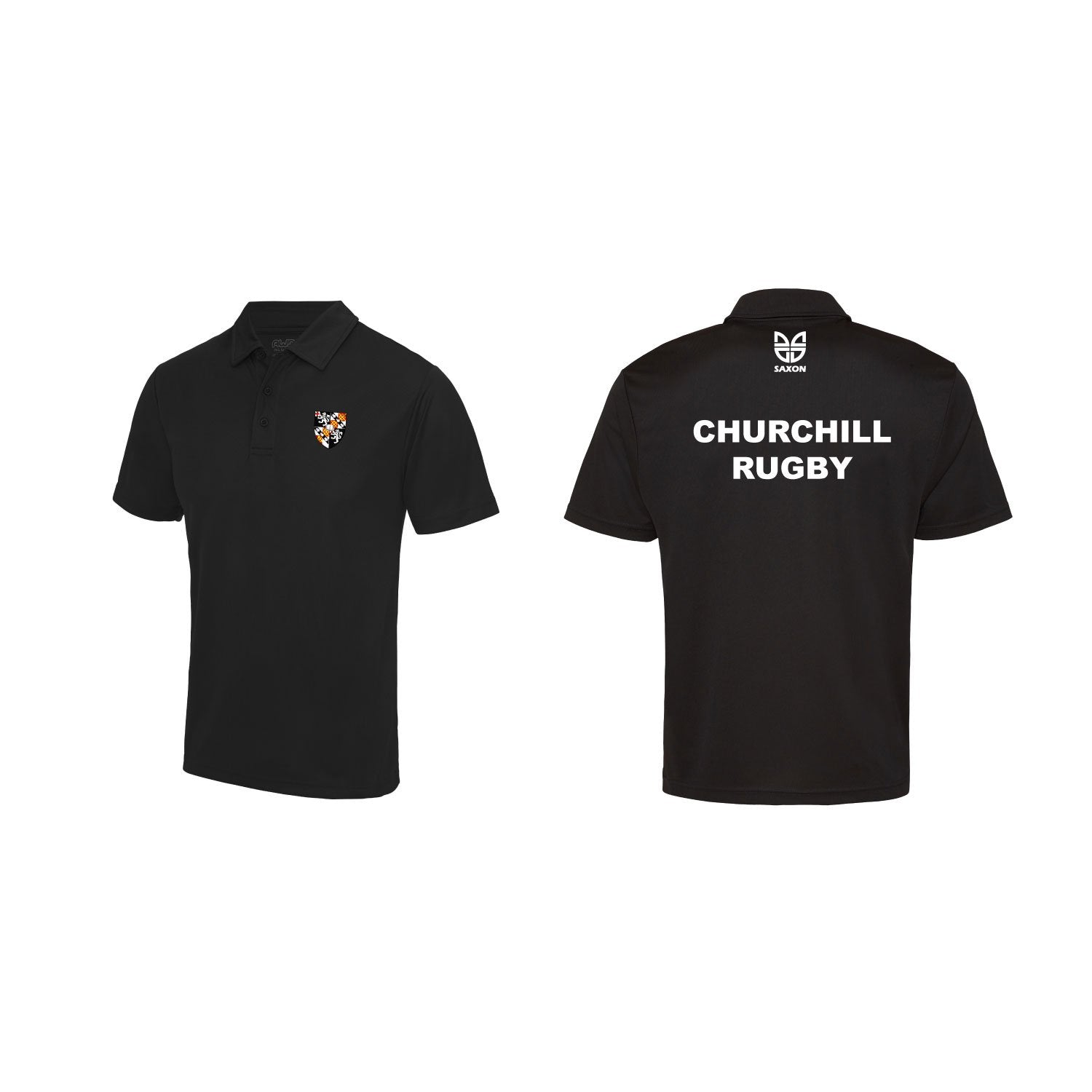 churchill college cambridge rugby polo shirt black