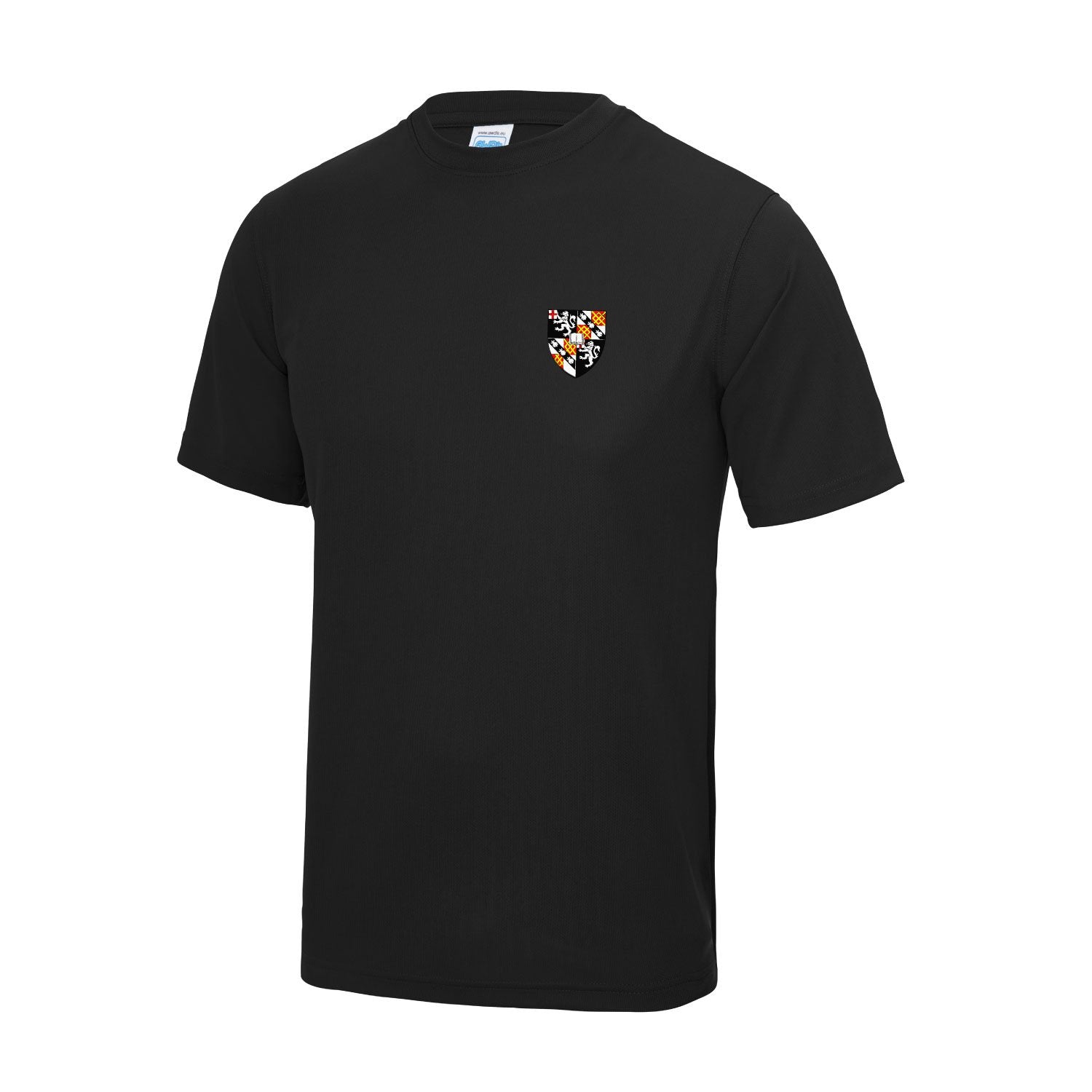 churchill college cambridge rugby tshirt black front