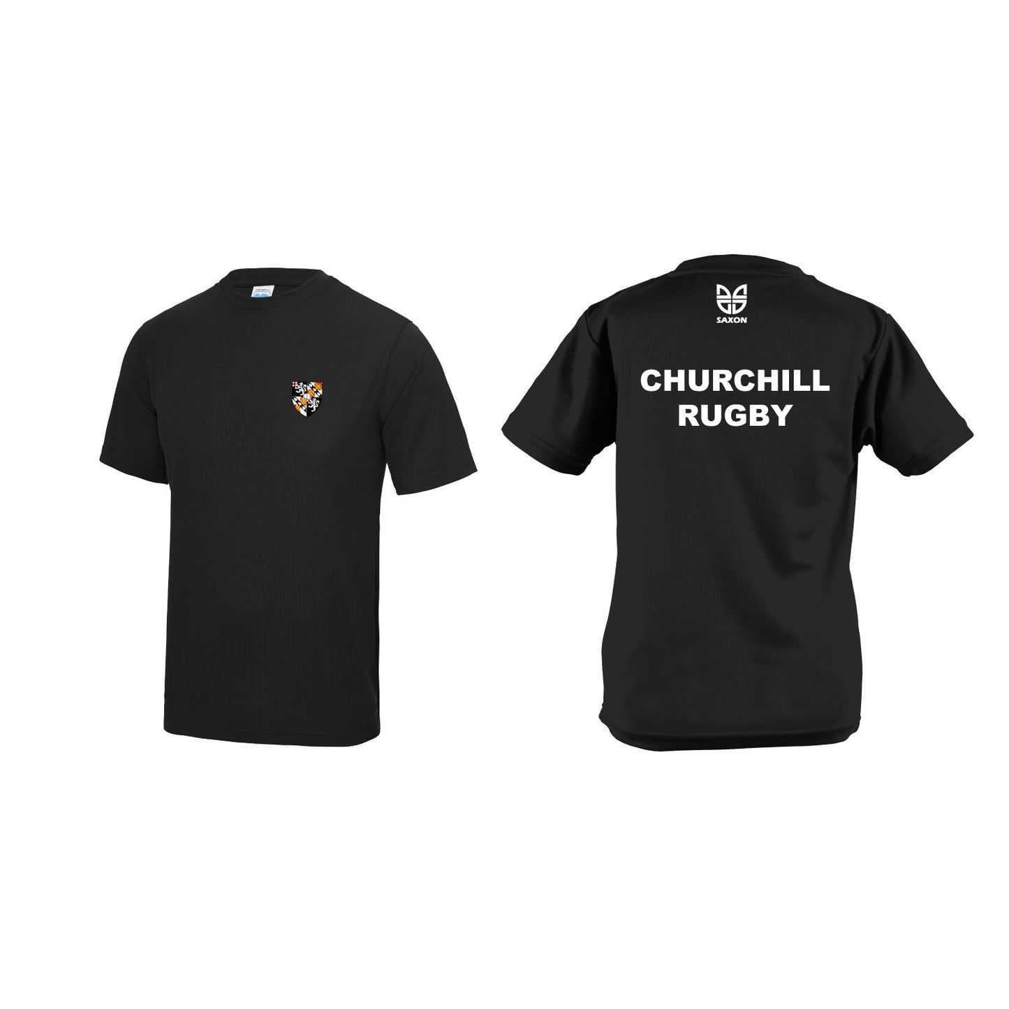 churchill college cambridge rugby tshirt black