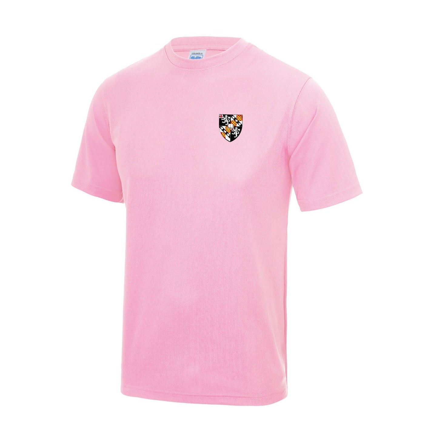 churchill college cambridge rugby tshirt pink front