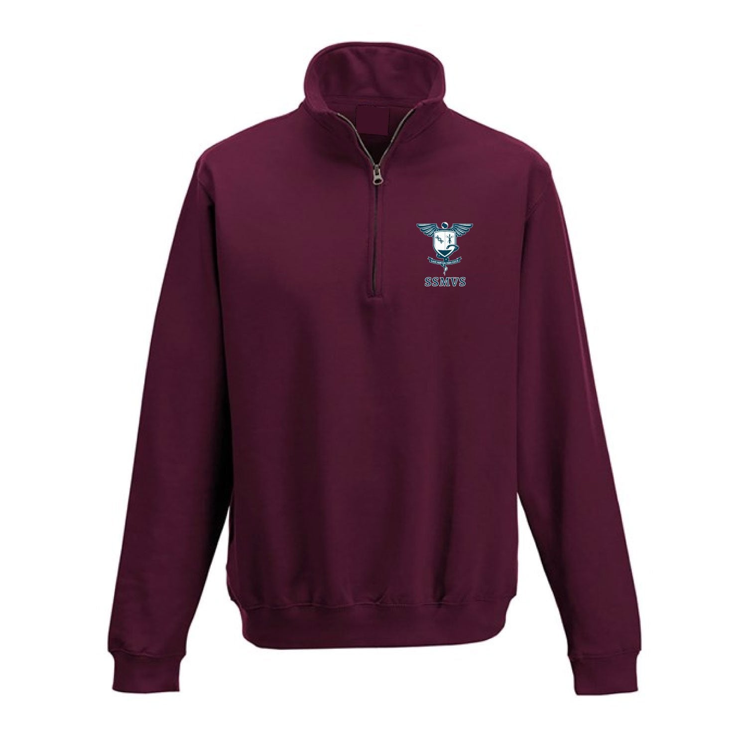 sidney sussex medical and veterinary society quater zip sweatshirt burgundy