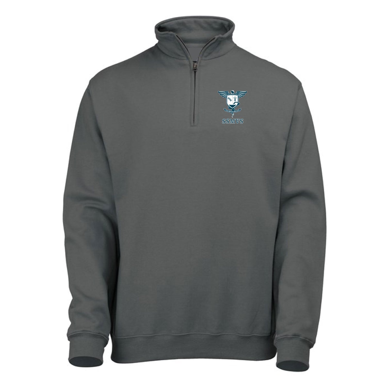 sidney sussex medical and veterinary society quater zip sweatshirt charcoal