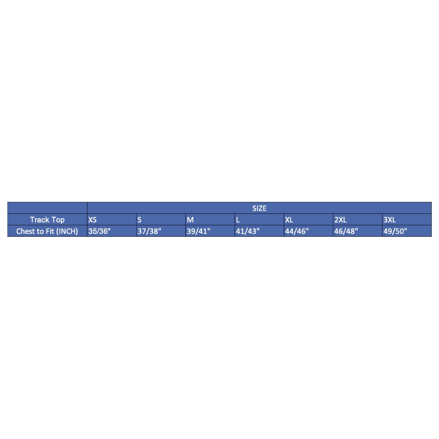 sublimated fleece size guide