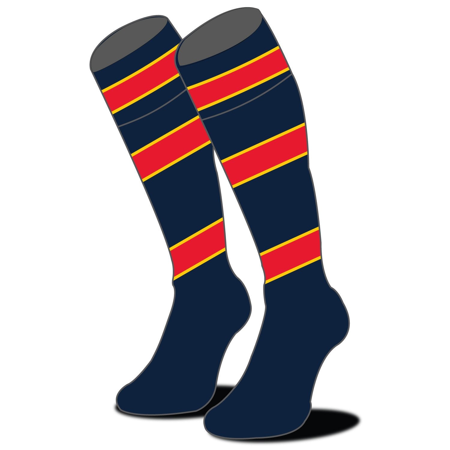 trinity college rugby socks plain navy red amber